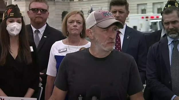Screenshot from Jon Stewart's speech after the PACT Act falls in the Senate.