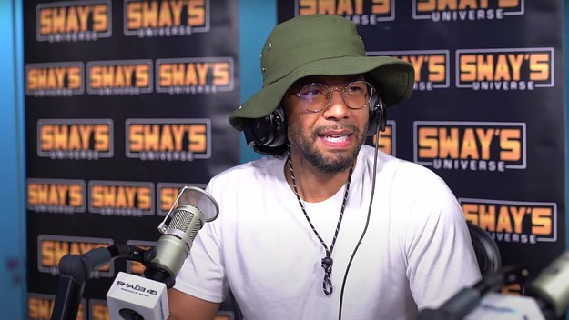 Jussie Smollett is pictured speaking with Sway