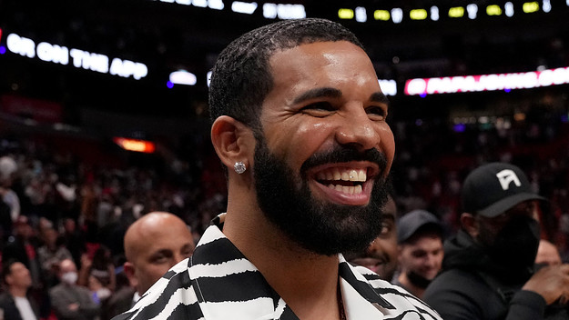 Drake reacts after attending the game between the Miami Heat and the Atlanta Hawks
