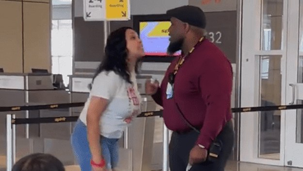 screenshot of video showing Spirit airlines employee fighting passenger