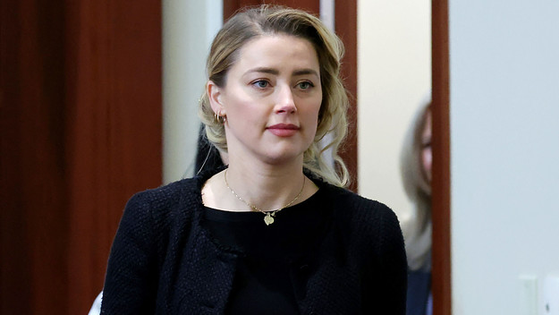 Amber Heard is seen in court during trial