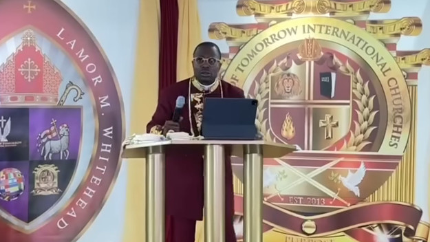 Brooklyn bishop Lamor Whitehead as he's robbed at gunpoint during a sermon