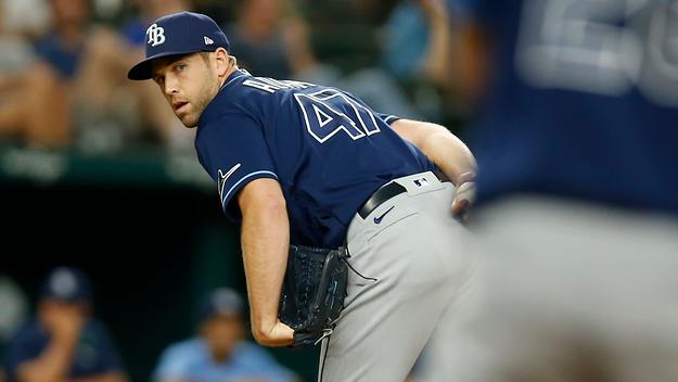 Jason Adam of the Tampa Bay Rays pitches
