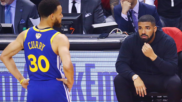 Drake and Steph Curry during the 2019 NBA Finals