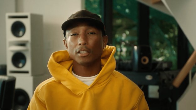 Pharrell Williams speaking about his non-profit YELLOW