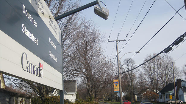 Canusa Avenue is pictured on November 13, 2009 in the Canadian-US border village of Stanstead, Canada