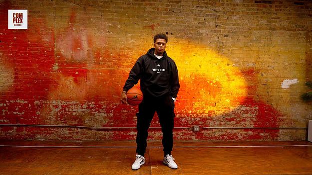 Kyle Lowry poses in adidas Forever Home hoodie