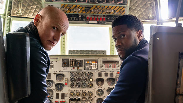 A still from Netflix film Man From Toronto starring Kevin Hart and Woody Harrelson