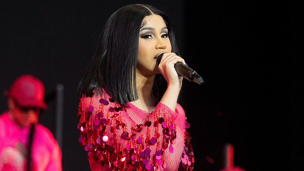 Cardi B is seen performing for fans at a festival