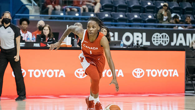 Canadian women play basketball at GLOBL JAM