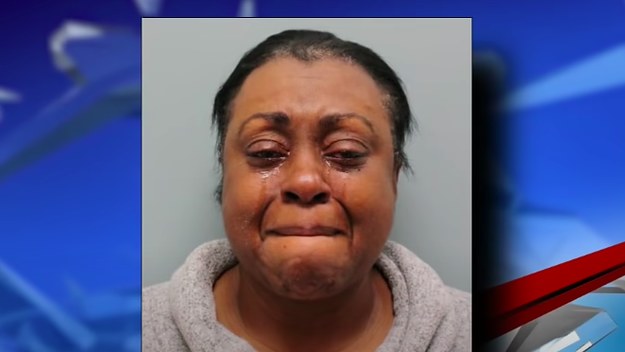 A woman is pictured after being charged in an alleged murder