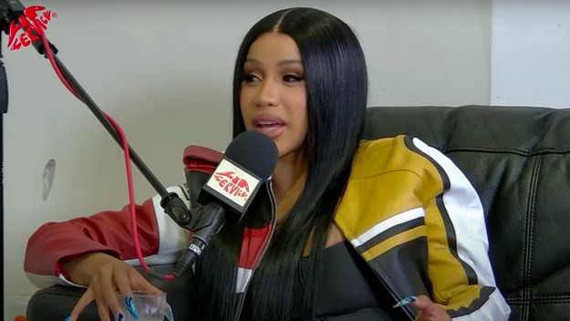 Cardi B is pictured in an interview setting