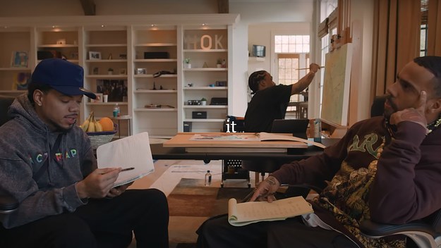 A still from a new Chance the Rapper video is shown