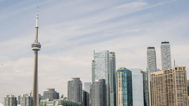 A view of the Skyline in downtown Toronto from Ward Island.