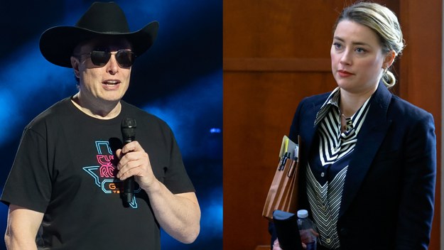Side-by-side of Elon Musk and Amber Heard