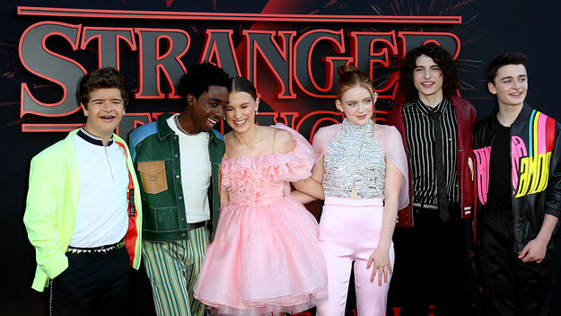 stranger things cast on carpet