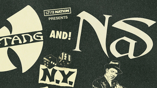A flyer for a tour with Wu Tang Clan and Nas is shown