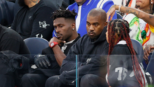 Antonio Brown and Kanye West in attendance at Super Bowl LVI