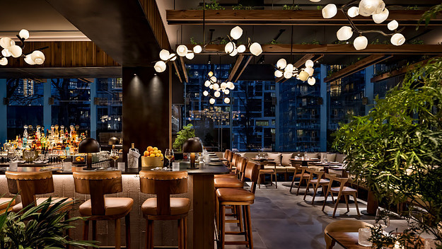 The interior of the bar at Casa Madera restaurant in Toronto.