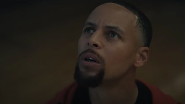 Steph Curry is seen in a promo for Jordan Peele's new movie