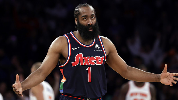 James Harden against the New York Knicks during the second half at Madison Square Garden
