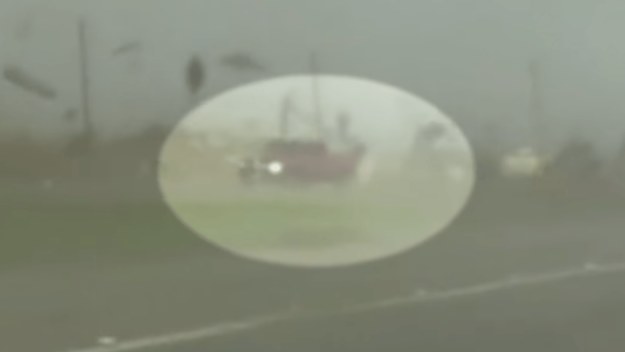 Scene from Texas Tornado that swept up truck