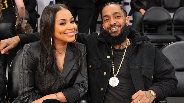 Lauren London and Nipsey Hussle at Staples Center