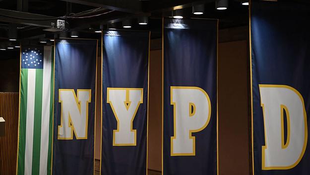 NYPD banner at Gun Violence Strategies Partnership meeting