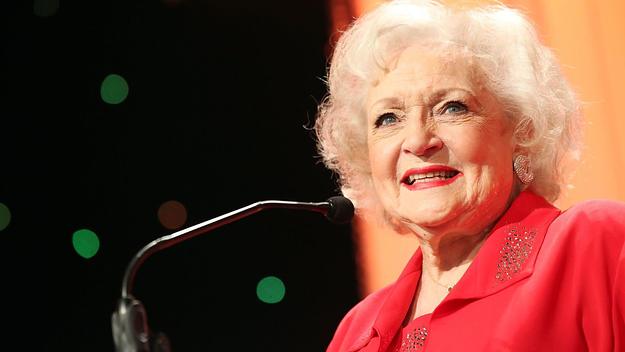 Betty White speaks during the Innaugural American Humane Association's "Hero Dog Awards" in 2011