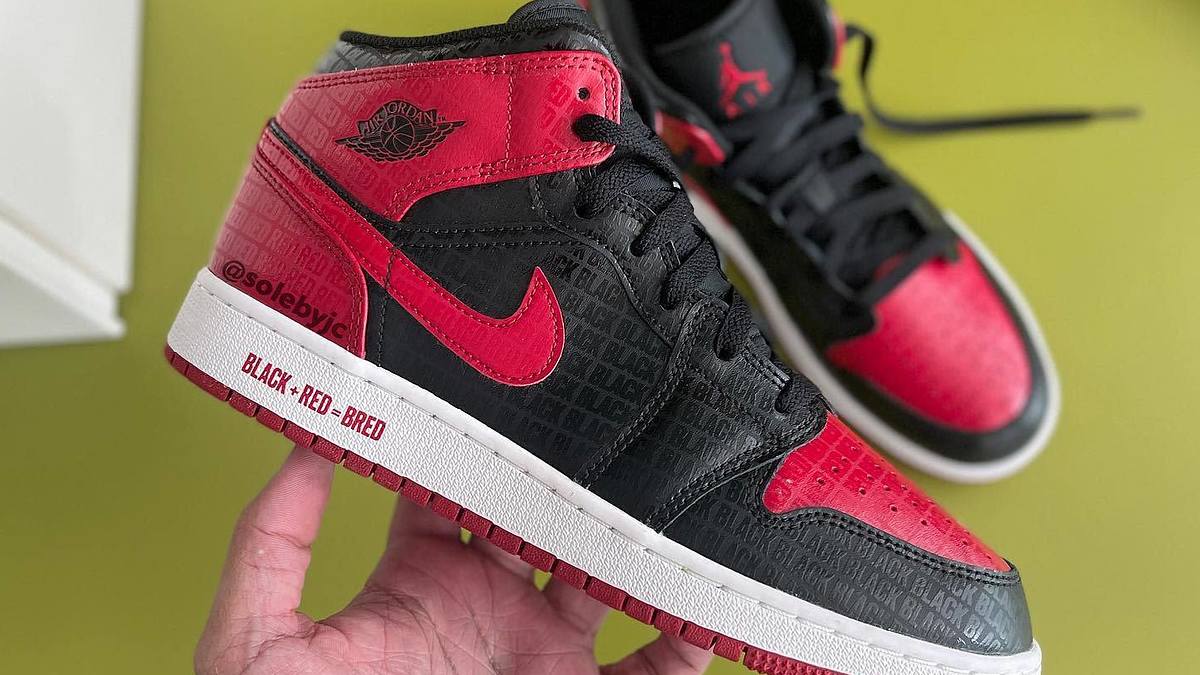 Air Jordan 1 Mid 'Bred' Lateral