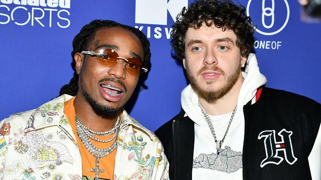 Quavo and Jack Harlow attend the Sports Illustrated Super Bowl Party