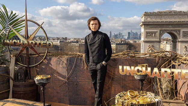 Tom Holland attends 'Uncharted' premiere