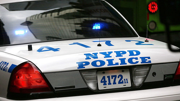 A New York Police Department (NYPD) car is viewed in Times Square.