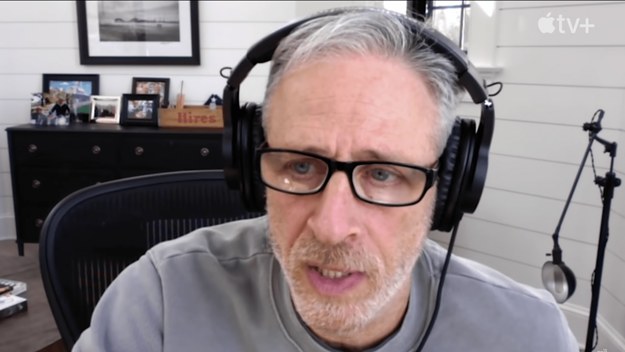 Jon Stewart speaking on the recent controversy surrounding Joe Rogan's COVID-19 comments