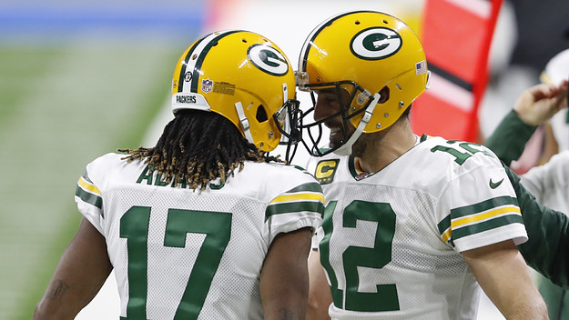 Davante Adams Aaron Rodgers Packers Lions 2021