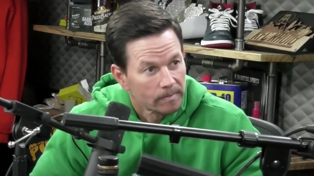 Mark Wahlberg is pictured at a microphone
