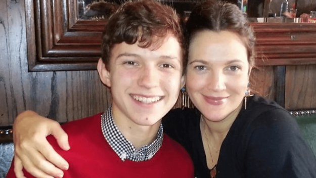 Drew Barrymore and Tom Holland in 2011