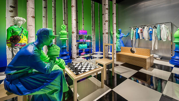 A photo by Brad Dickson of the Louis Vuitton Soho SS22 temp residency.