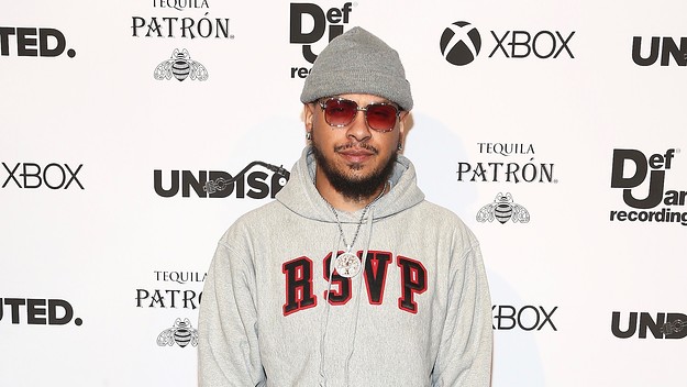 Nas speaks onstage during You're Watching Video Music Box at AMC Magic Johnson Harlem