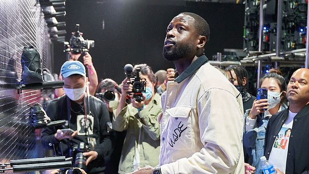 Dwyane Wade inside the Li-Ning booth at ComplexCon 2021 in Long Beach