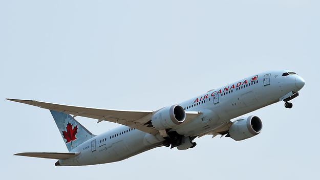 Boeing 787Dreamliner Air Canada .Aircraft landing at Leonardo da Vinci International Airport in Fiumicinp