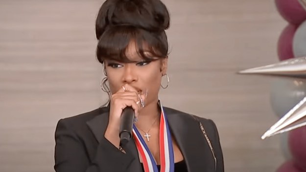 Megan Pete, also known as Megan Thee Stallion, received the 18th Congressional District Humanitarian Award Sunday