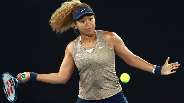 Naomi Osaka playing in the 2021 Melbourne tournament