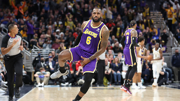 LeBron James celebrating during November game against Indiana Pacers