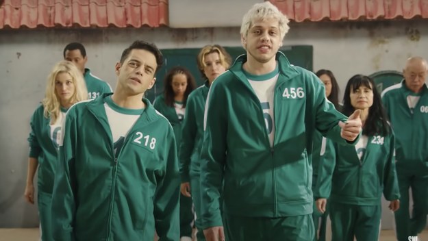 Pete Davidson and Rami Malek in Squid Game Skit