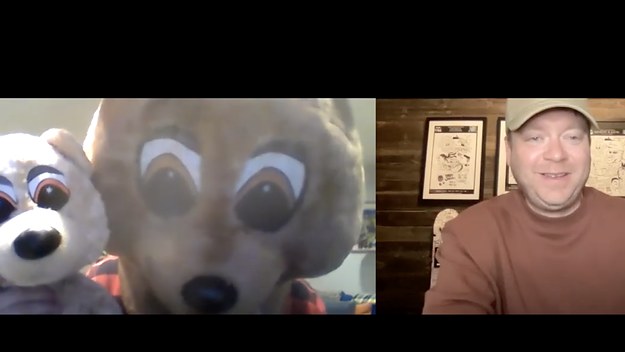 Two Dropout bears speak with an interviewer.