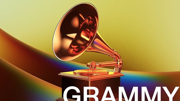 A logo for the 2022 Grammys is shown.