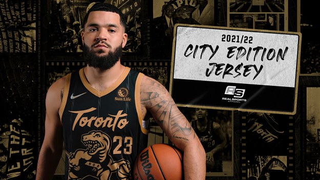 Ffred VanVleet wearing the 2021 Nike City Edition Raptors jersey.