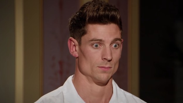 Man shows shock on his face due to trapdoor.