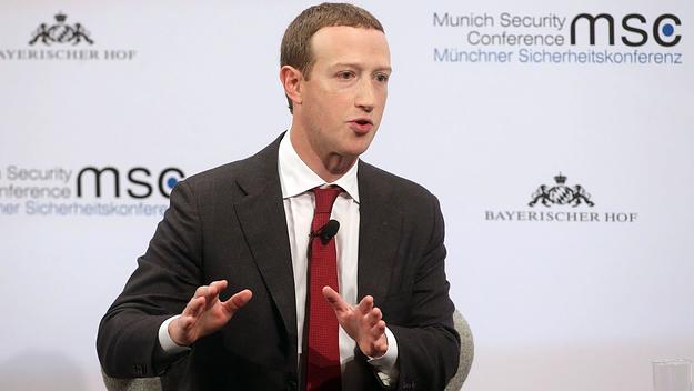 Mark Zuckerberg speaks at the 2020 Munich Security Conference